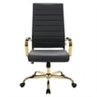 Pemberly Row High-Back Leather Office Chair With Gold Frame in Black