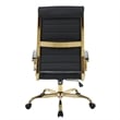 Pemberly Row High-Back Leather Office Chair With Gold Frame in Black