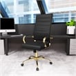 Pemberly Row High-Back Leather Office Chair With Gold Frame in Black