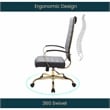 Pemberly Row High-Back Leather Office Chair With Gold Frame in Black