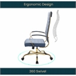 Pemberly Row High-Back Leather Office Chair With Gold Frame in Navy Blue