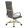 Pemberly Row High-Back Leather Office Chair With Gold Frame in Gray