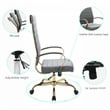 Pemberly Row High-Back Leather Office Chair With Gold Frame in Gray