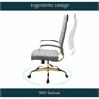 Pemberly Row High-Back Leather Office Chair With Gold Frame in Gray