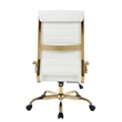 Pemberly Row High-Back Leather Office Chair With Gold Frame in White