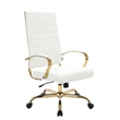 Pemberly Row High-Back Leather Office Chair With Gold Frame in White
