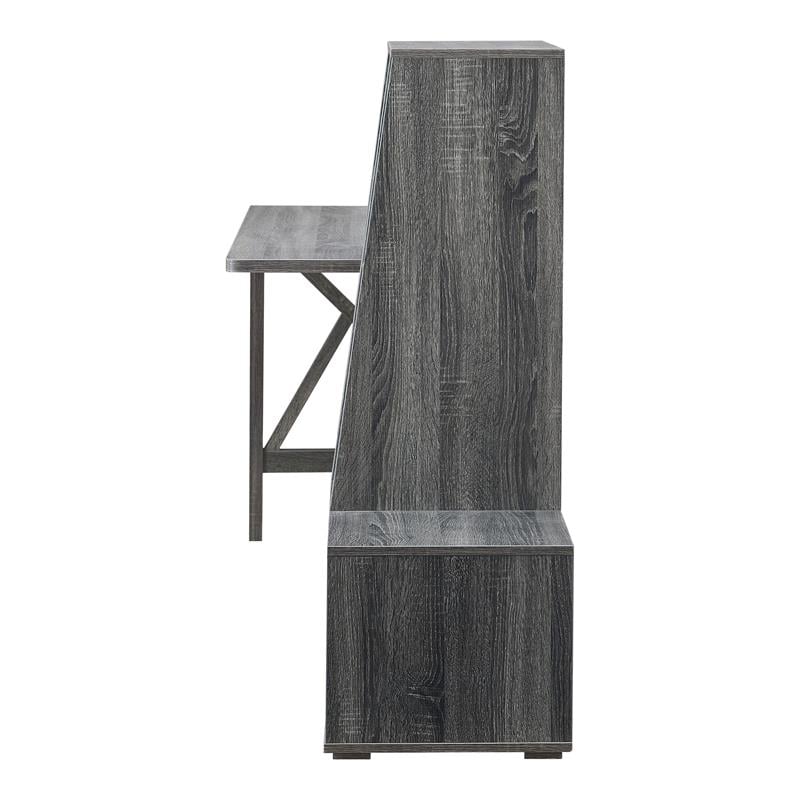 Pemberly Row Contemporary Wood Multi-Storage Desk in Distressed Gray