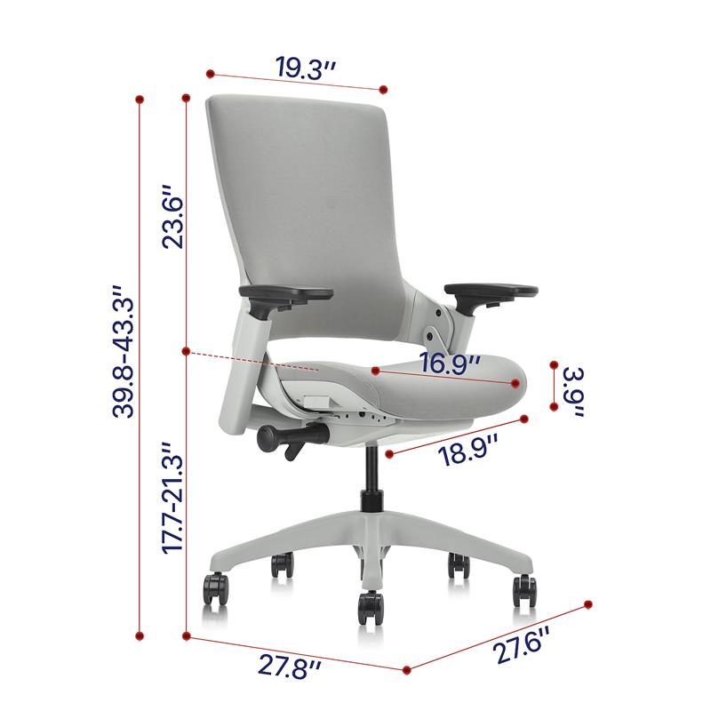 Pemberly Row Contemporary Mesh and Metal Adjustable Office Chair in Gray