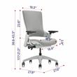 Pemberly Row Contemporary Mesh and Metal Adjustable Office Chair in Gray