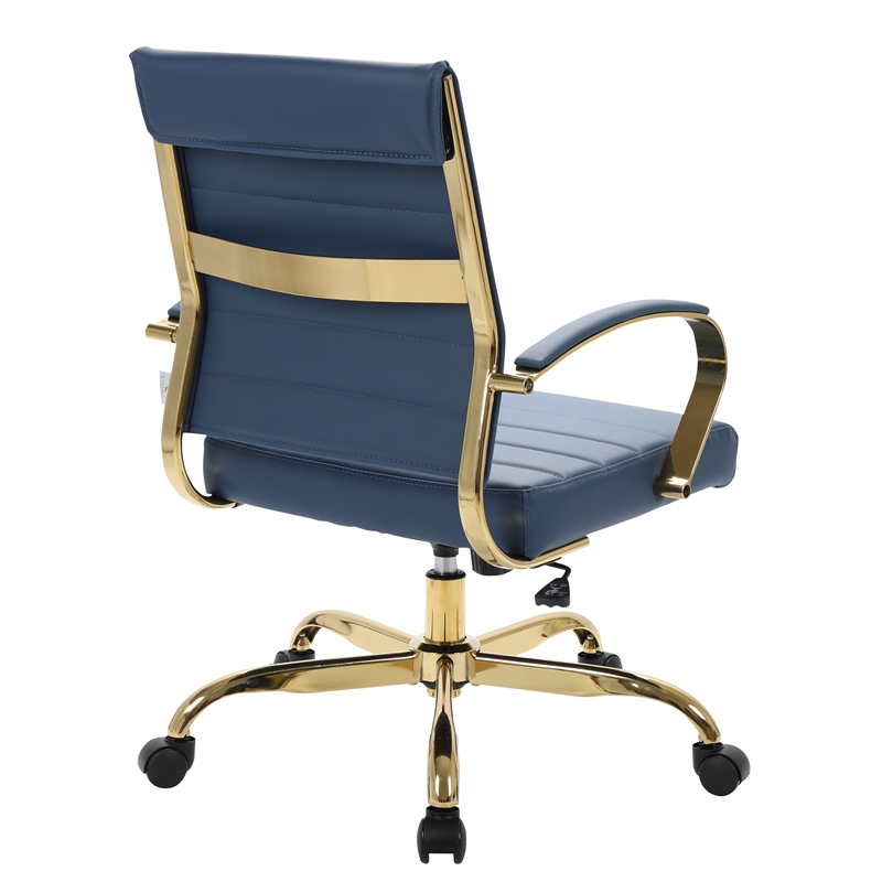Pemberly Row Modern Adjustable Leather Office Chair In Navy Blue