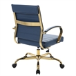 Pemberly Row Modern Adjustable Leather Office Chair In Navy Blue