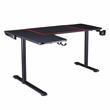 Pemberly Row Modern Metal Gaming Desk with Outlets in Black Finish