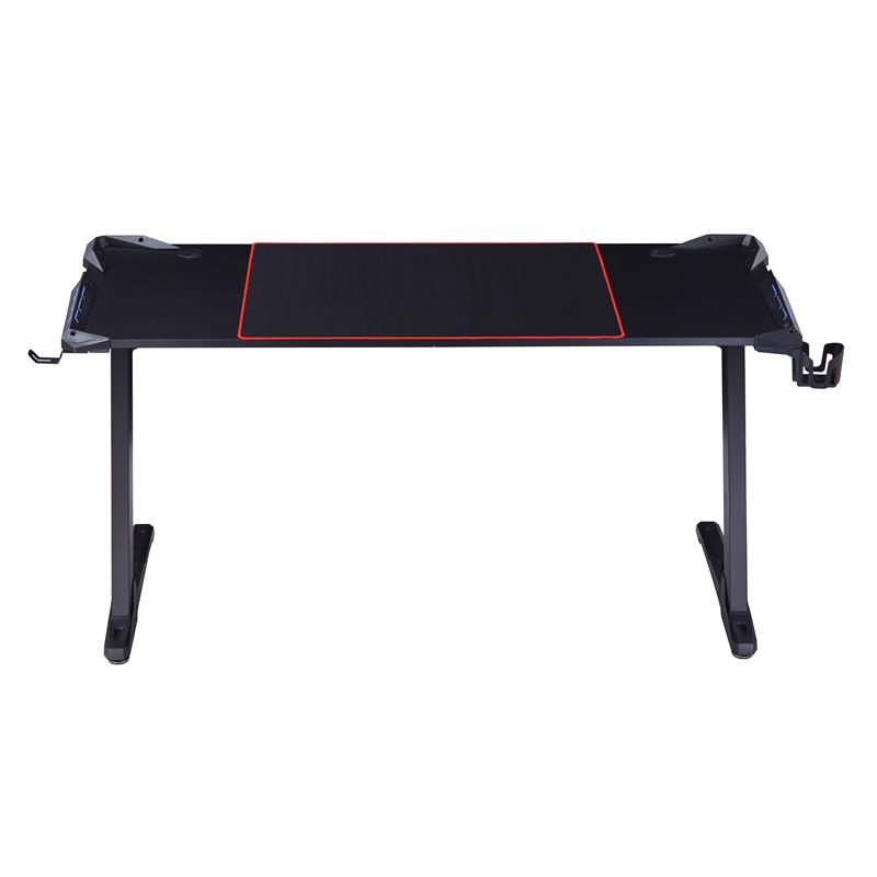 Pemberly Row Modern Metal Gaming Desk with Outlets in Black Finish