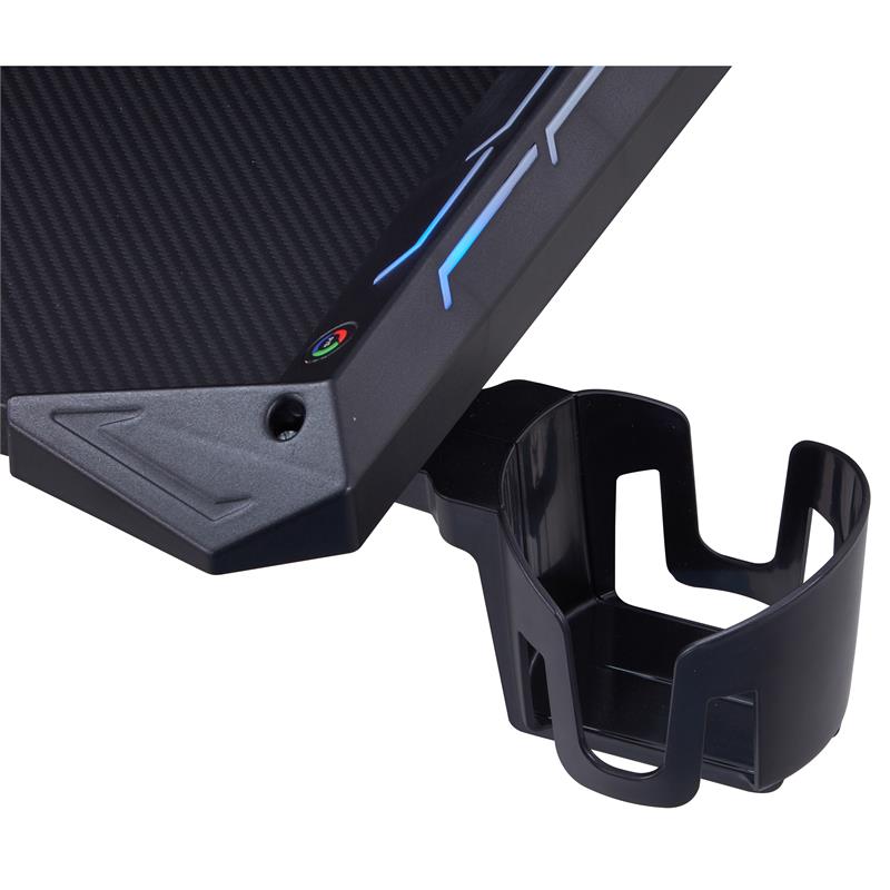 Pemberly Row Modern Metal Gaming Desk with Outlets in Black Finish