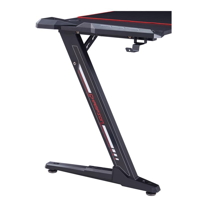 Pemberly Row Modern Metal Gaming Desk with Outlets in Black Finish