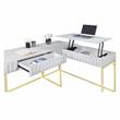 Pemberly Row Contemporary Wood 2-Piece Writing Desk Set in White