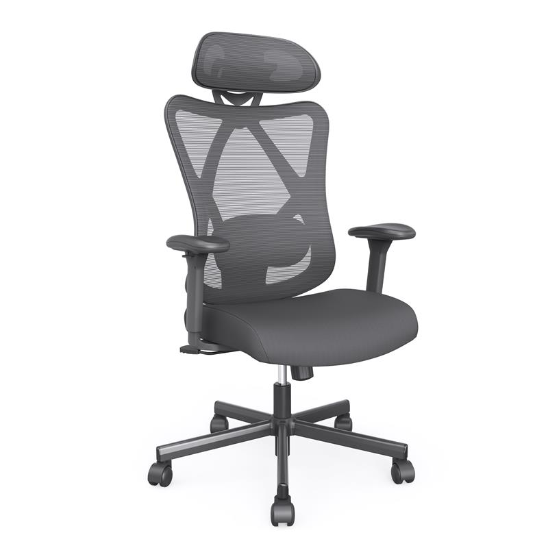 Pemberly Row Metal and Mesh Adjustable Office Chair in Black