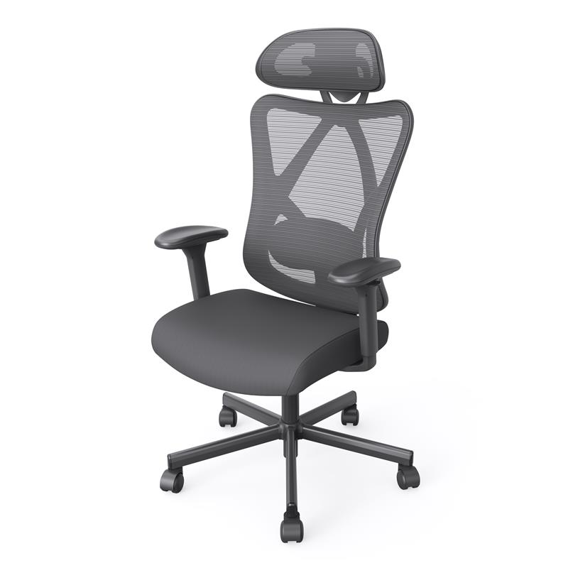 Pemberly Row Metal and Mesh Adjustable Office Chair in Black