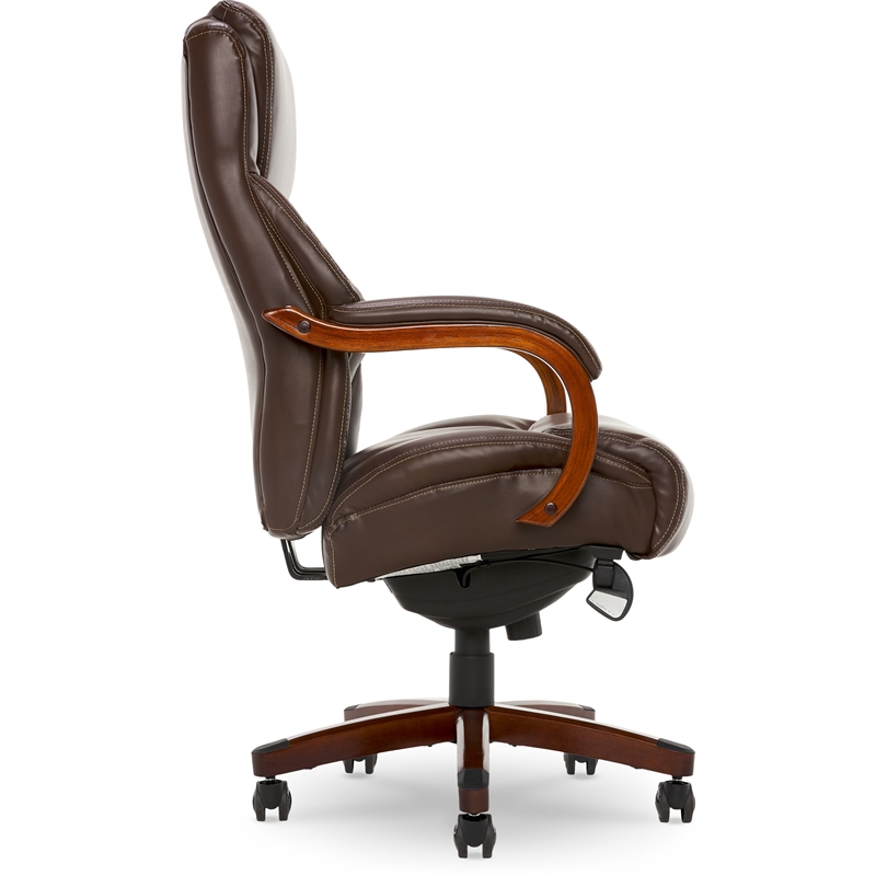 Pemberly Row Upholstered Faux Leather Executive Office Chair in Chestnut Brown