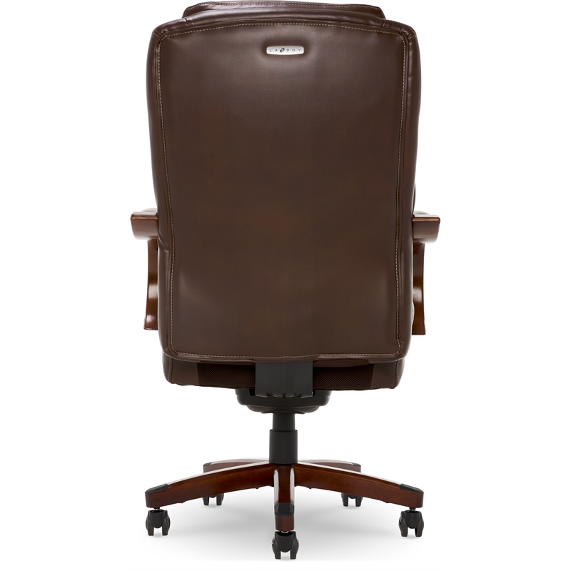 Pemberly Row Upholstered Faux Leather Executive Office Chair in Chestnut Brown