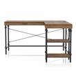 Pemberly Row Contemporary L-shaped Wooden Desk in Brown Oak Finish