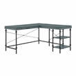 Pemberly Row Contemporary L-shaped Wooden Desk in Antique Blue