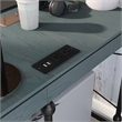 Pemberly Row Contemporary L-shaped Wooden Desk in Antique Blue