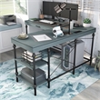 Pemberly Row Contemporary L-shaped Wooden Desk in Antique Blue