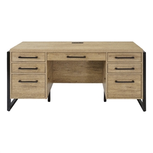 Pemberly Row Modern Wood Laminate Office Desk Fully Assembled Light Brown