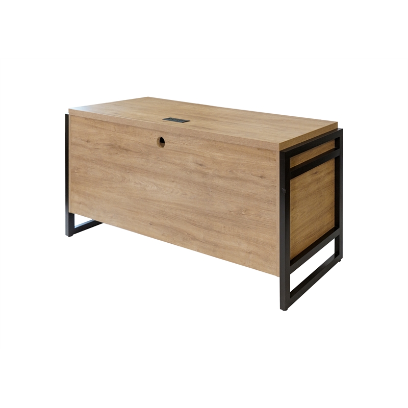 Pemberly Row Modern Wood Laminate Office Desk Fully Assembled Light Brown