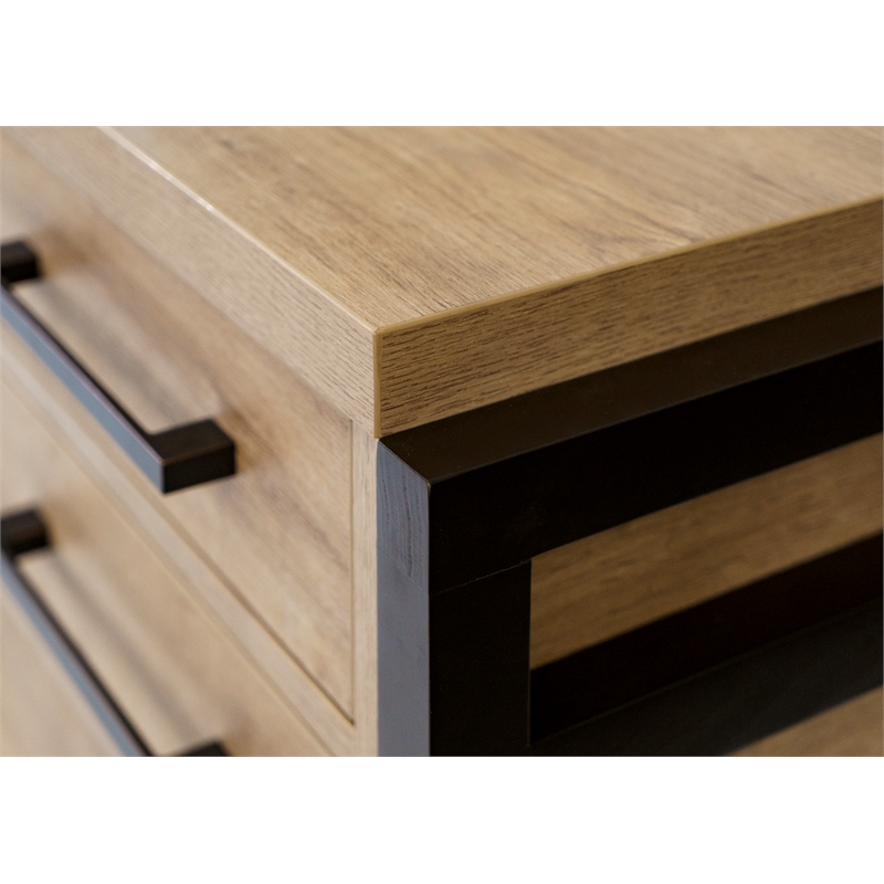Pemberly Row Modern Wood Laminate Office Desk Fully Assembled Light Brown
