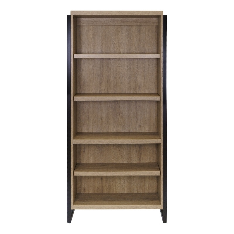 Pemberly Row Modern Open Wood Laminate Bookcase Fully Assembled Light Brown