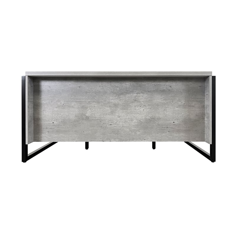 Pemberly Row Modern Wood Laminate Double Pedestal Executive Desk Concrete Gray