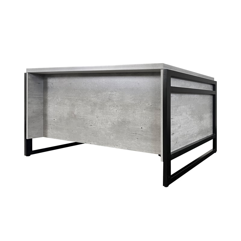 Pemberly Row Modern Wood Laminate Double Pedestal Executive Desk Concrete Gray