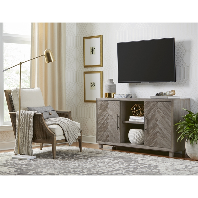 Pemberly Row TV Console Entertainment Stand Wood Accent Cabinet Assembled Gray