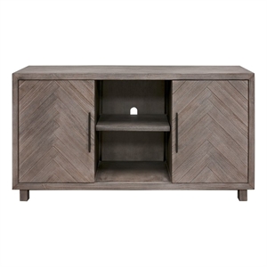 Pemberly Row TV Console Entertainment Stand Wood Accent Cabinet Assembled Gray