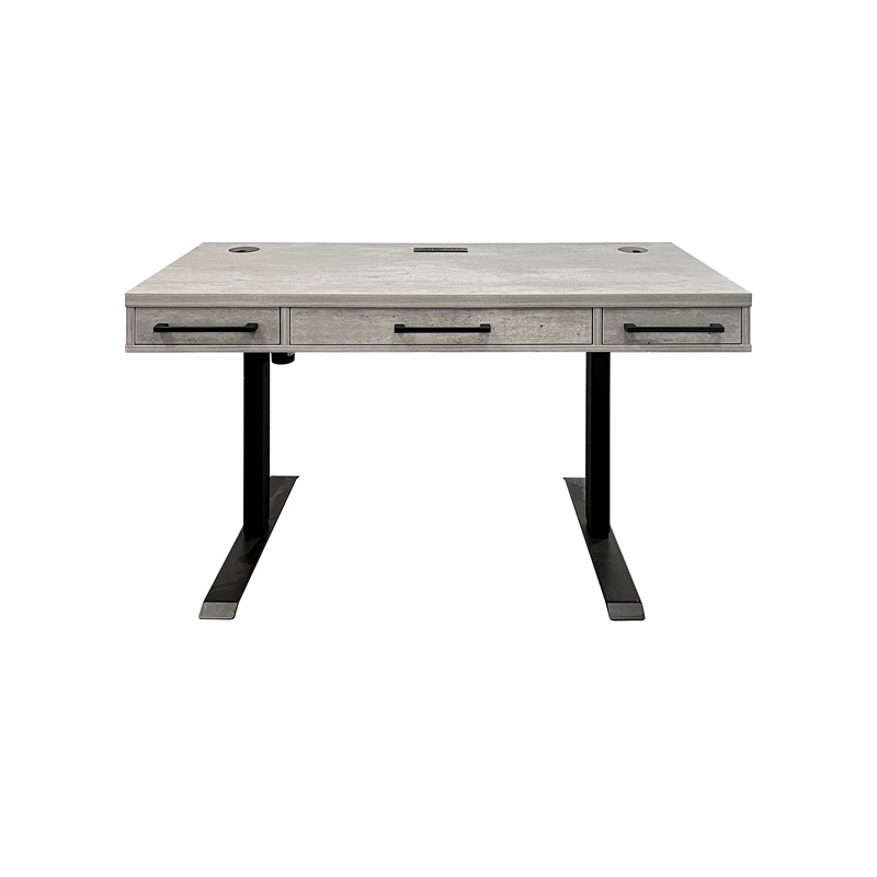 Pemberly Row Modern Wood Laminate Office Electronic Sit Stand Desk Concrete Gray