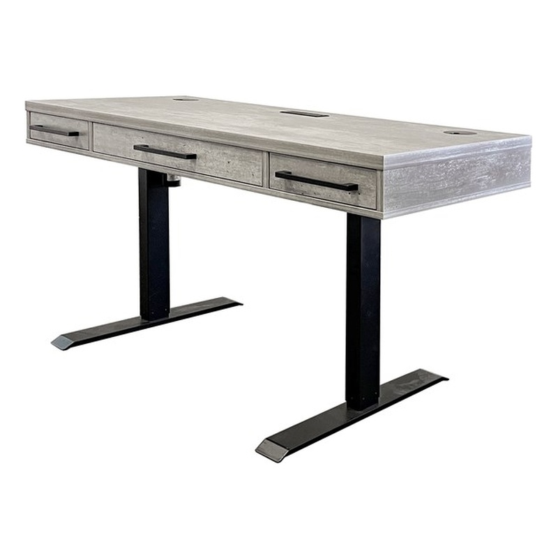 Pemberly Row Modern Wood Laminate Office Electronic Sit Stand Desk Concrete Gray