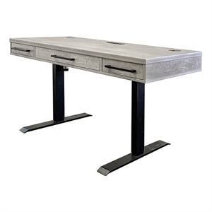 Pemberly Row Modern Wood Laminate Office Electronic Sit Stand Desk Concrete Gray