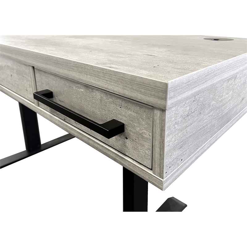 Pemberly Row Modern Wood Laminate Office Electronic Sit Stand Desk Concrete Gray
