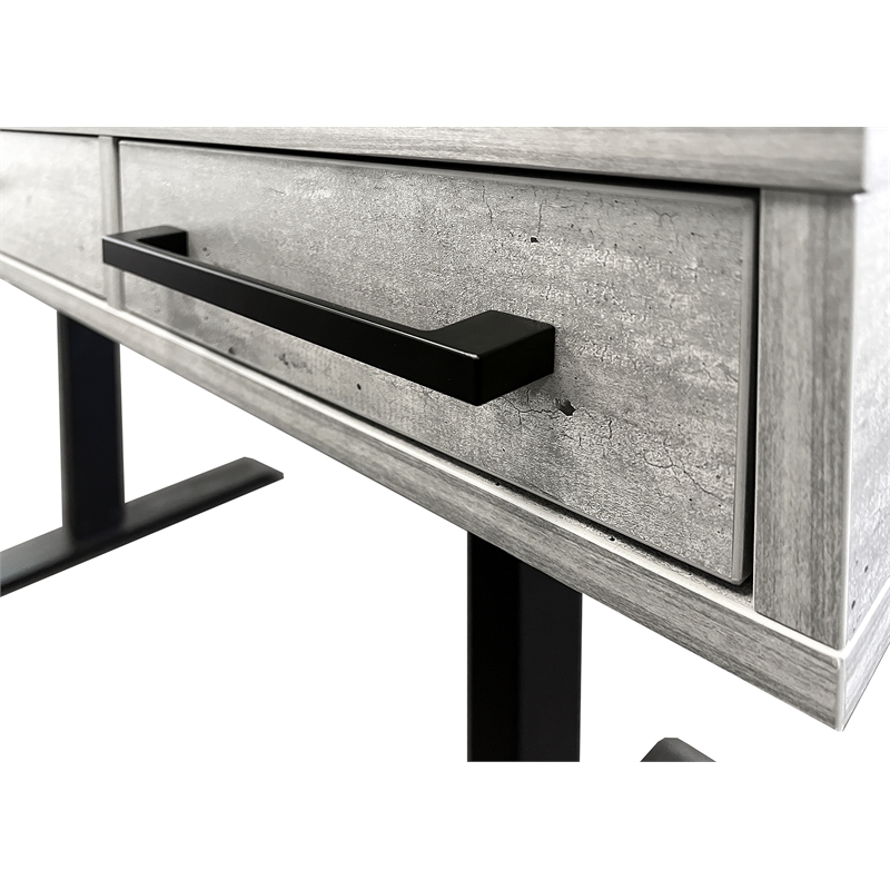 Pemberly Row Modern Wood Laminate Office Electronic Sit Stand Desk Concrete Gray