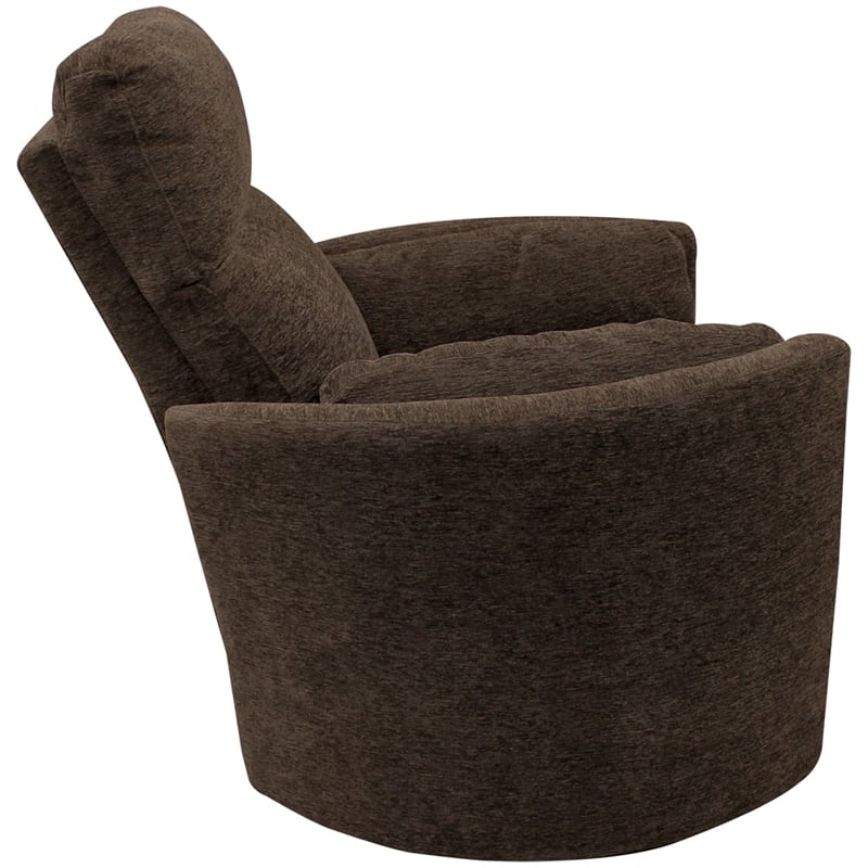 Pemberly Row Polyester Power Swivel Glider Recliner in Brown