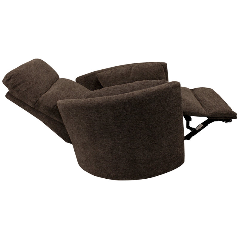 Pemberly Row Polyester Power Swivel Glider Recliner in Brown