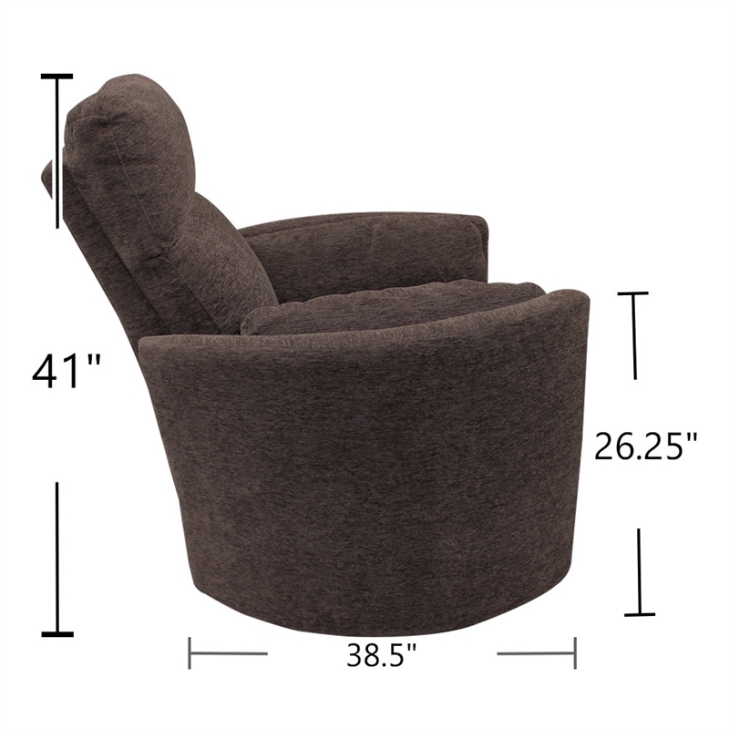Pemberly Row Polyester Power Swivel Glider Recliner in Brown