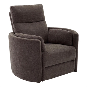 pemberly row transitional fabric swivel recliner with two pillows