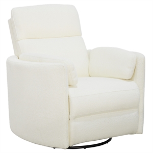 pemberly row transitional fabric swivel recliner with two pillows