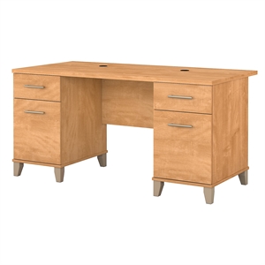 Pemberly Row Modern / Contemporary 60W Office Desk in Maple Cross