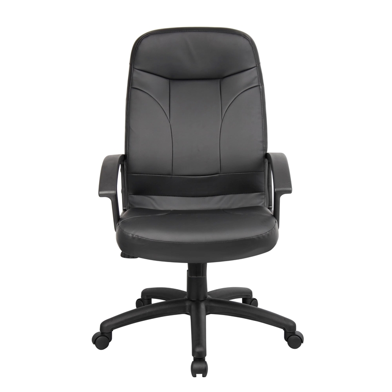 Pemberly Row Executive High Back Faux Leather Office Chair in Black