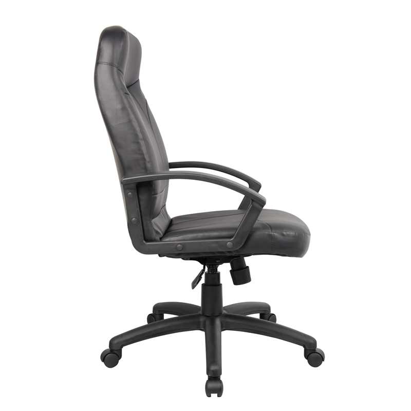 Pemberly Row Executive High Back Faux Leather Office Chair in Black