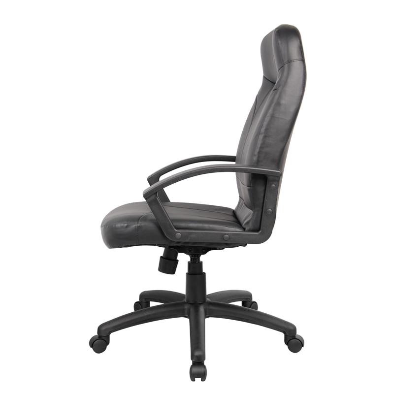 Pemberly Row Executive High Back Faux Leather Office Chair in Black